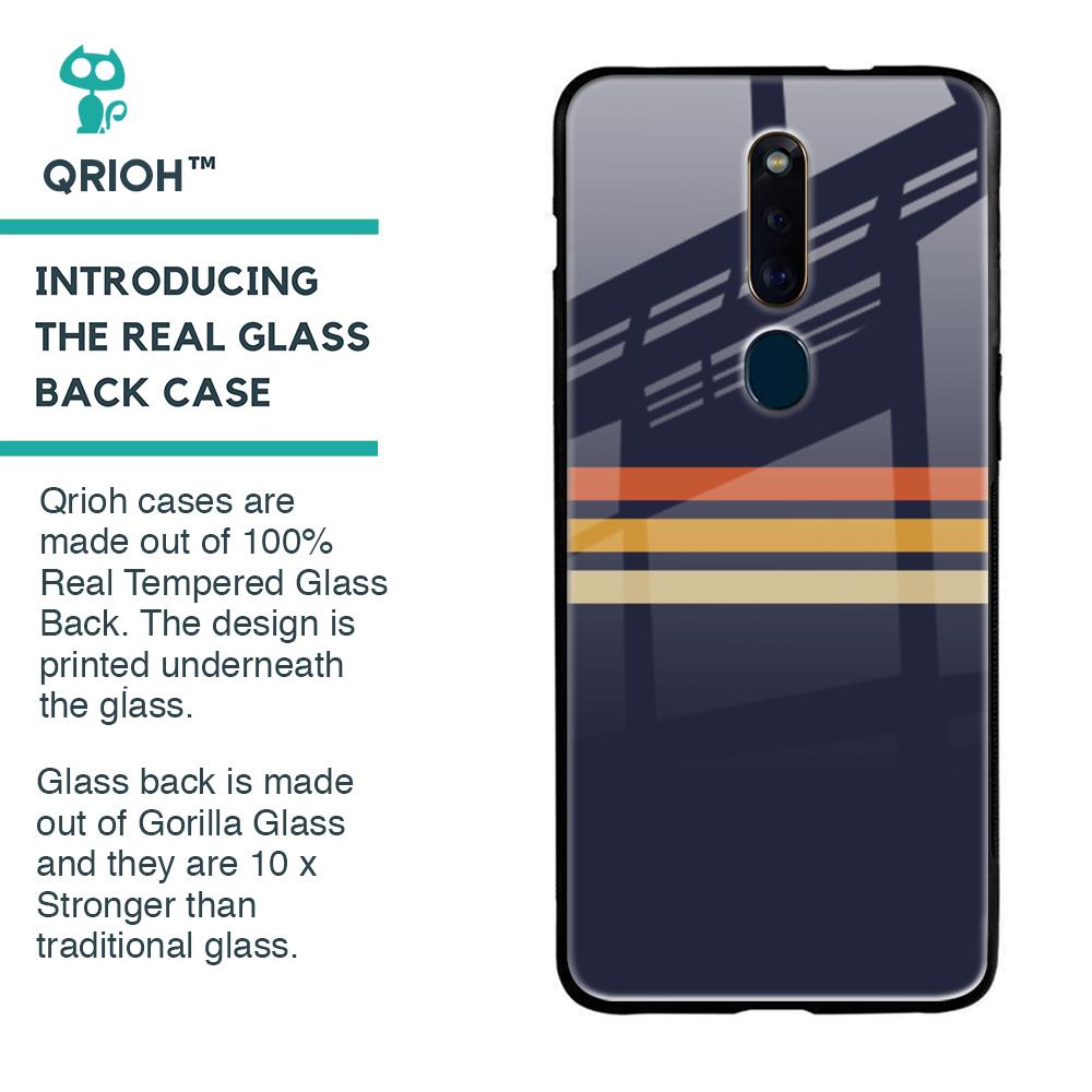 Tricolor Stripes Glass Case For Oppo F11 Pro