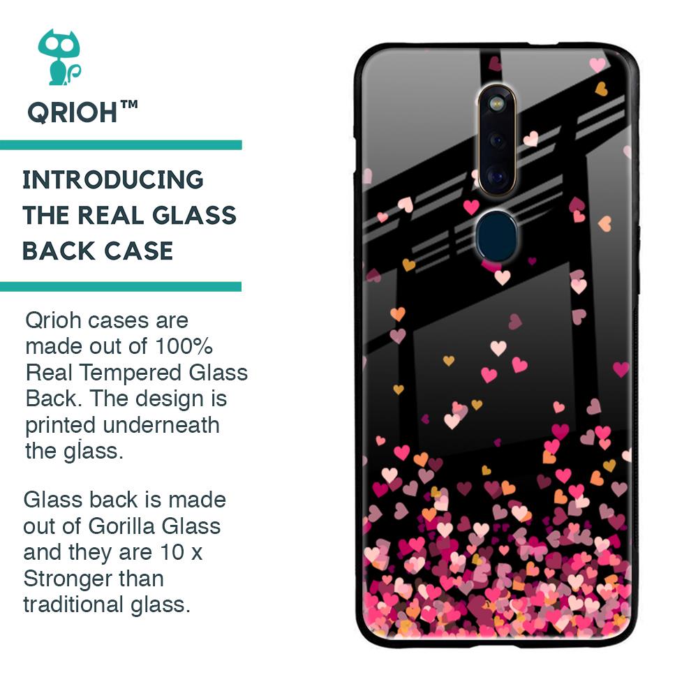 Heart Rain Fall Glass Case For Oppo F11 Pro