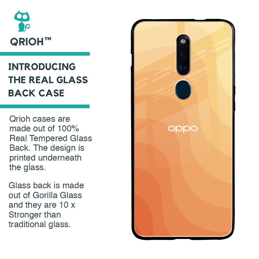 Orange Curve Pattern Glass Case for Oppo F11 Pro