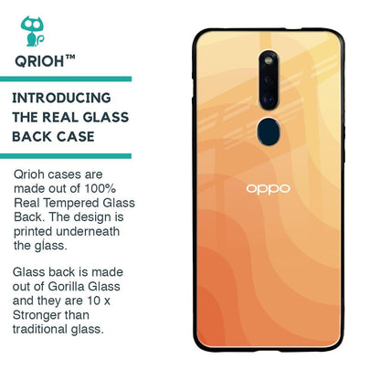 Orange Curve Pattern Glass Case for Oppo F11 Pro
