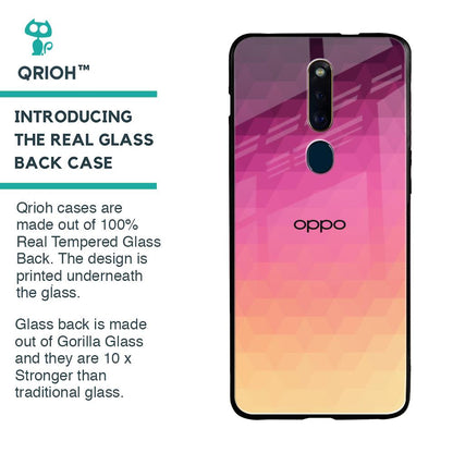 Geometric Pink Diamond Glass Case for Oppo F11 Pro