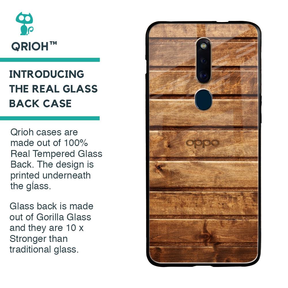 Wooden Planks Glass Case for Oppo F11 Pro
