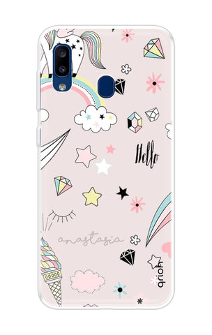 Unicorn Doodle Samsung Galaxy A20 Back Cover
