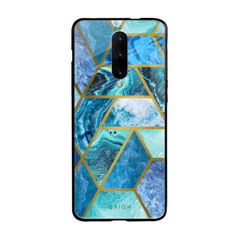 Turquoise Geometrical Marble OnePlus 7 Pro Glass Back Cover Online