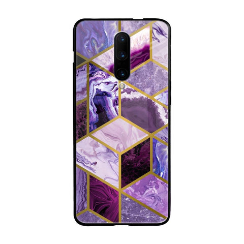 Purple Rhombus Marble OnePlus 7 Pro Glass Back Cover Online