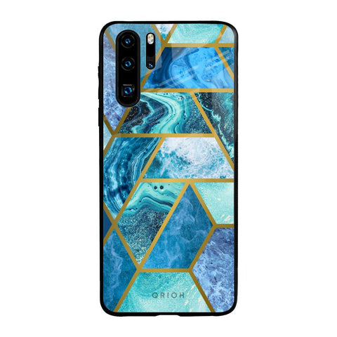 Turquoise Geometrical Marble Huawei P30 Pro Glass Back Cover Online
