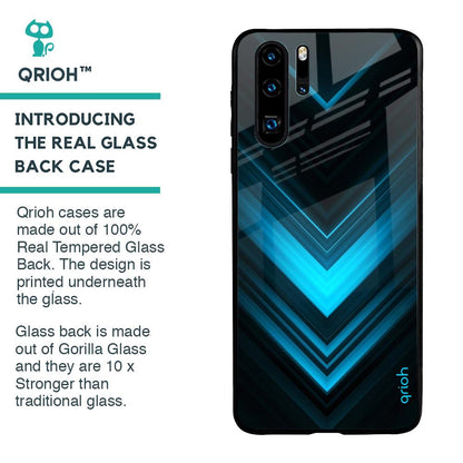Vertical Blue Arrow Glass Case For Huawei P30 Pro