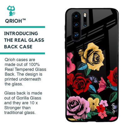 Floral Decorative Glass Case For Huawei P30 Pro