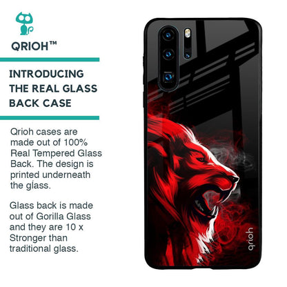 Red Angry Lion Glass Case for Huawei P30 Pro