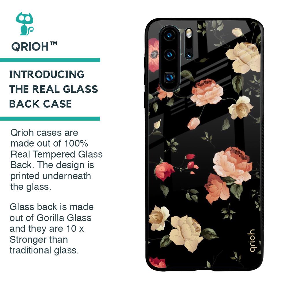 Black Spring Floral Glass Case for Huawei P30 Pro