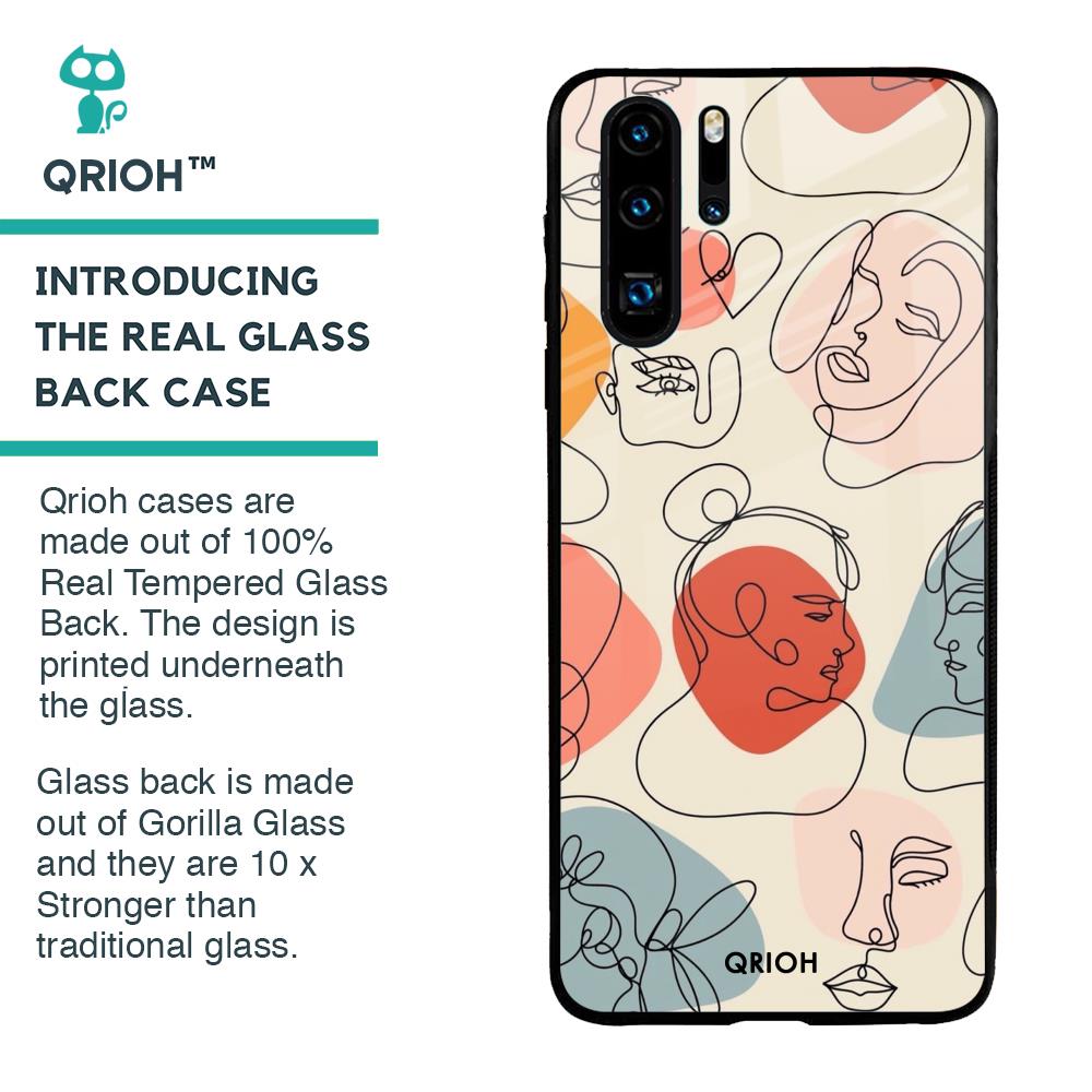 Abstract Faces Glass Case for Huawei P30 Pro