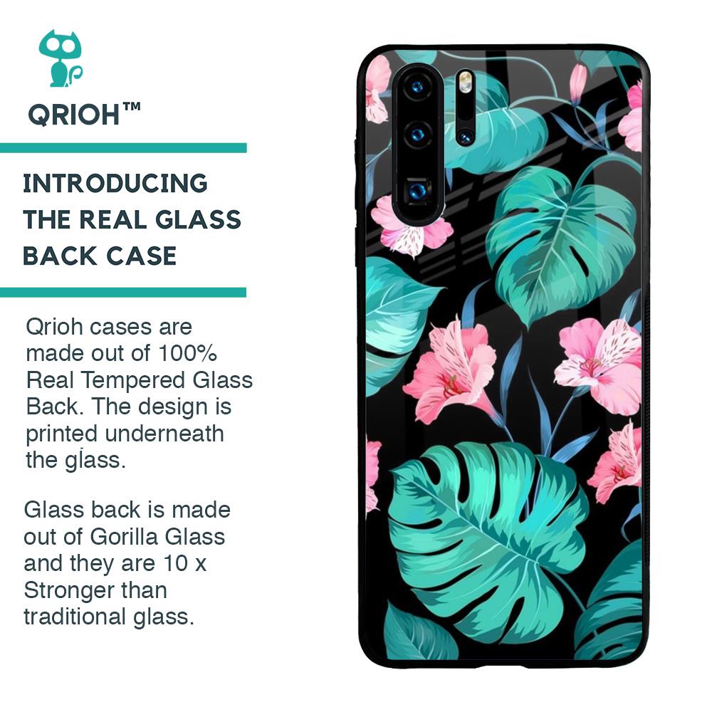 Tropical Leaves & Pink Flowers Glass case for Huawei P30 Pro