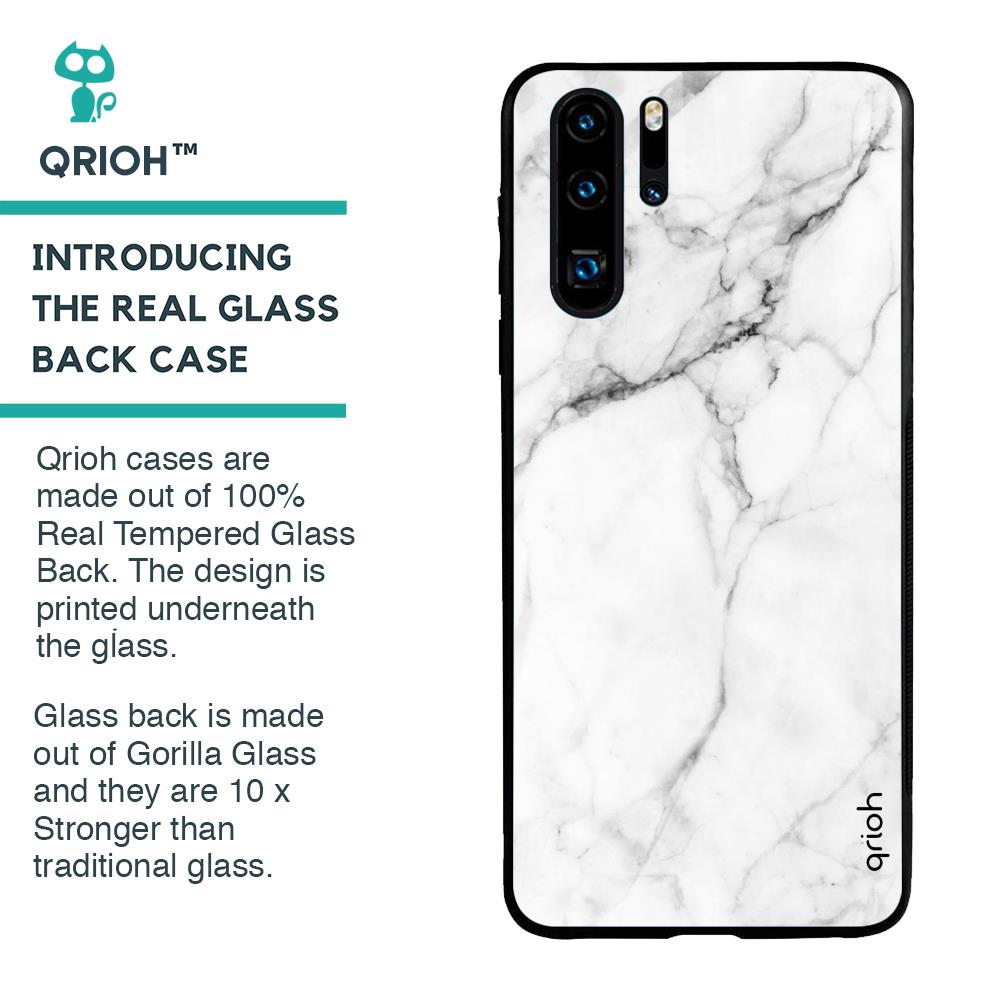 Modern White Marble Glass case for Huawei P30 Pro