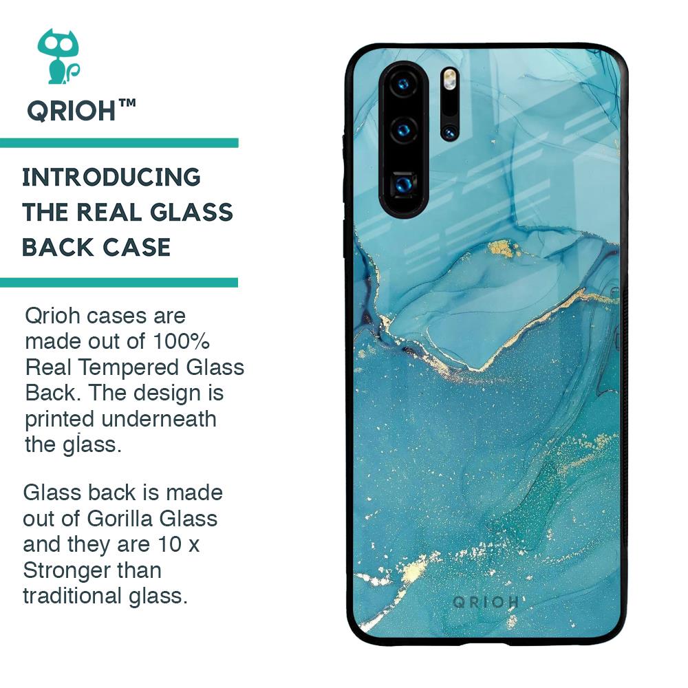 Blue Golden Glitter Glass Case for Huawei P30 Pro