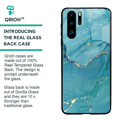 Blue Golden Glitter Glass Case for Huawei P30 Pro