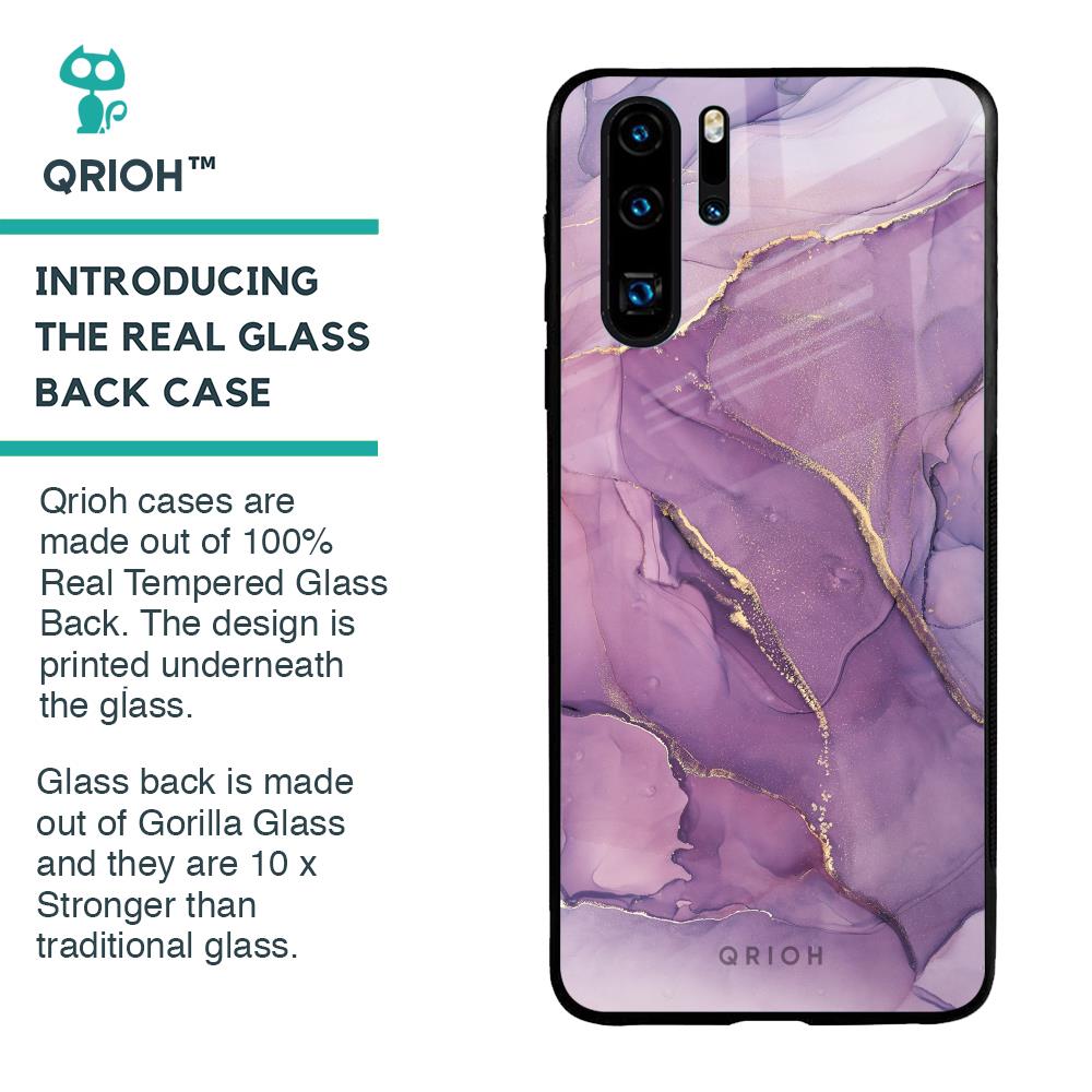 Purple Gold Marble Glass Case for Huawei P30 Pro
