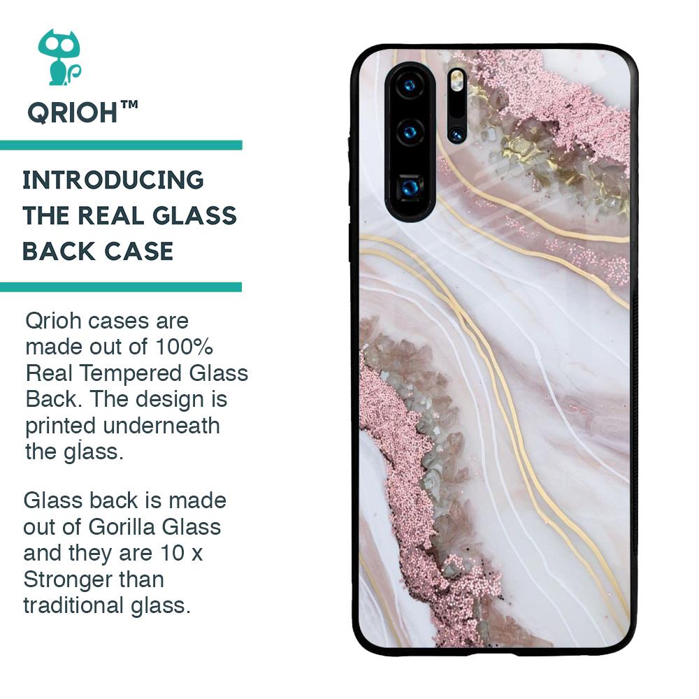 Pink & Gold Gllitter Marble Glass Case for Huawei P30 Pro