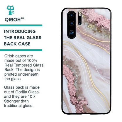 Pink & Gold Gllitter Marble Glass Case for Huawei P30 Pro