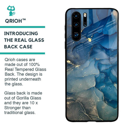 Blue Cool Marble Glass Case for Huawei P30 Pro