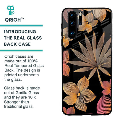 Lines Pattern Flowers Glass Case for Huawei P30 Pro