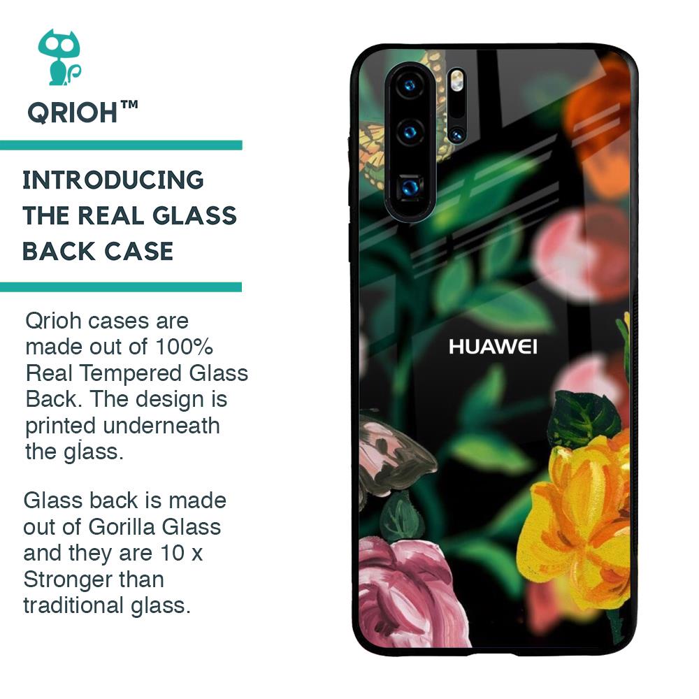 Flowers & Butterfly Glass Case for Huawei P30 Pro