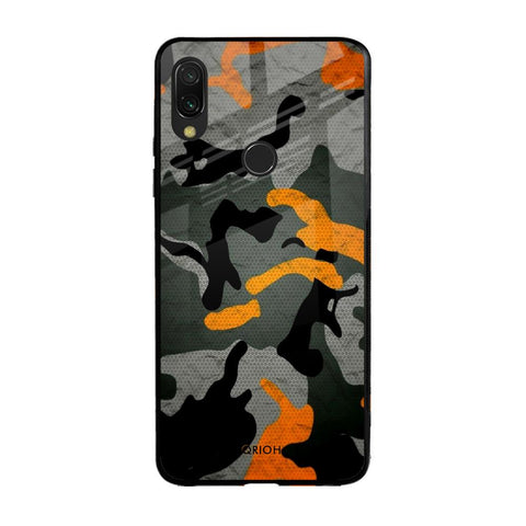 Camouflage Orange Xiaomi Redmi Note 7 Pro Glass Back Cover Online