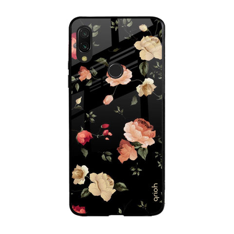 Black Spring Floral Xiaomi Redmi Note 7 Pro Glass Back Cover Online
