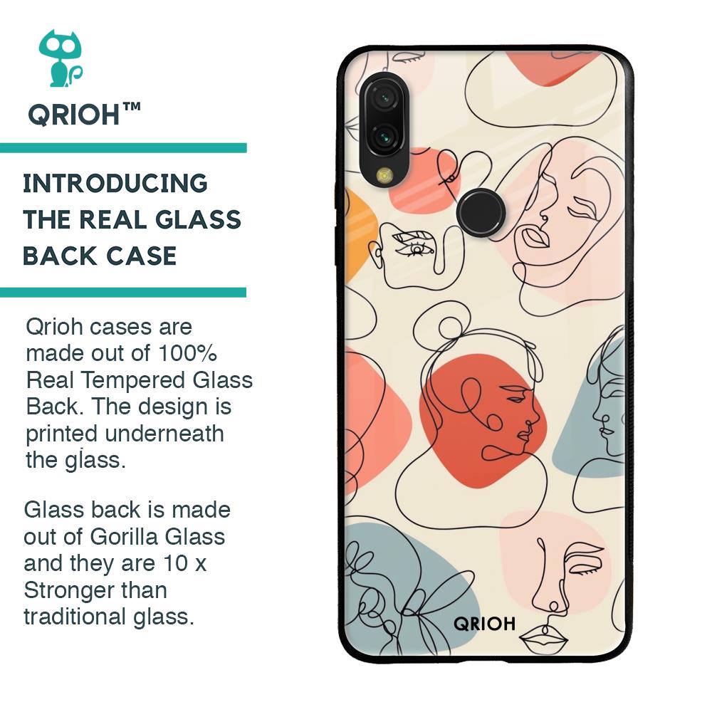 Abstract Faces Glass Case for Xiaomi Redmi Note 7 Pro
