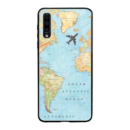 Travel Map Samsung Galaxy A70 Glass Back Cover Online
