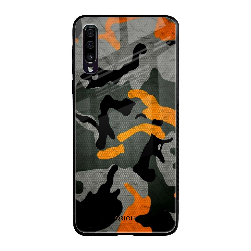 Camouflage Orange Samsung Galaxy A70 Glass Back Cover Online