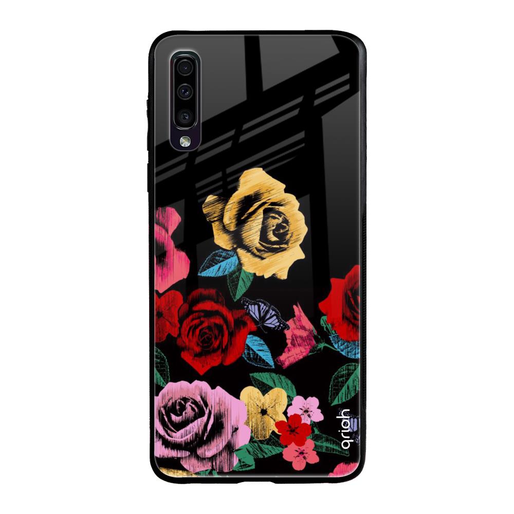 Floral Decorative Samsung Galaxy A70 Glass Back Cover Online