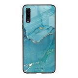 Blue Golden Glitter Samsung Galaxy A70 Glass Back Cover Online