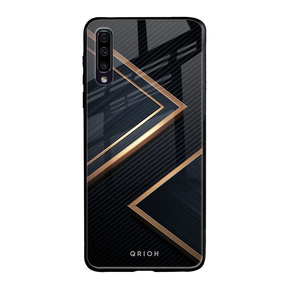 Sleek Golden & Navy Samsung Galaxy A70 Glass Back Cover Online