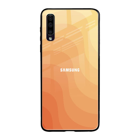 Orange Curve Pattern Samsung Galaxy A70 Glass Back Cover Online