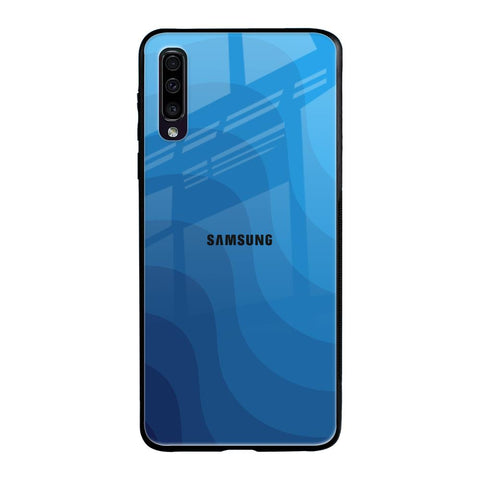 Blue Wave Abstract Samsung Galaxy A70 Glass Back Cover Online