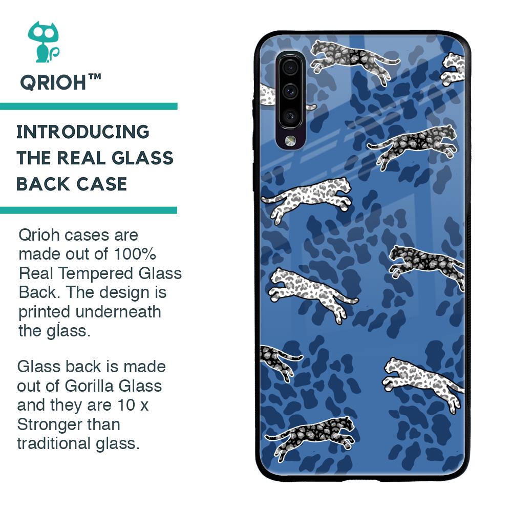 Blue Cheetah Glass Case for Samsung Galaxy A70