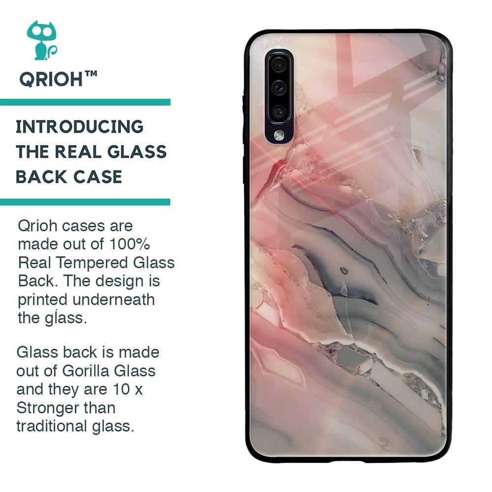 Pink And Grey Marble Glass Case For Samsung Galaxy A70