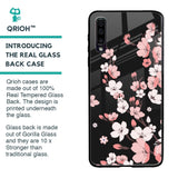 Black Cherry Blossom Glass Case for Samsung Galaxy A70