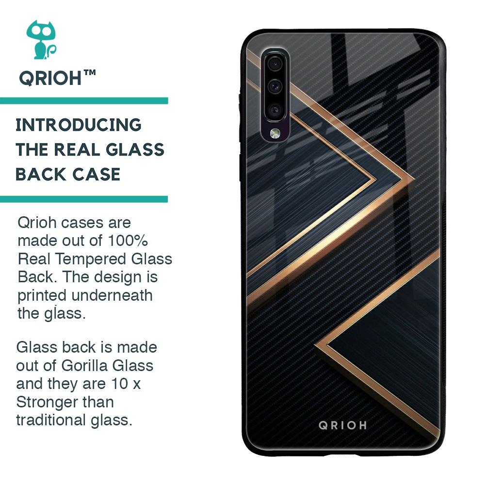 Sleek Golden & Navy Glass Case for Samsung Galaxy A70