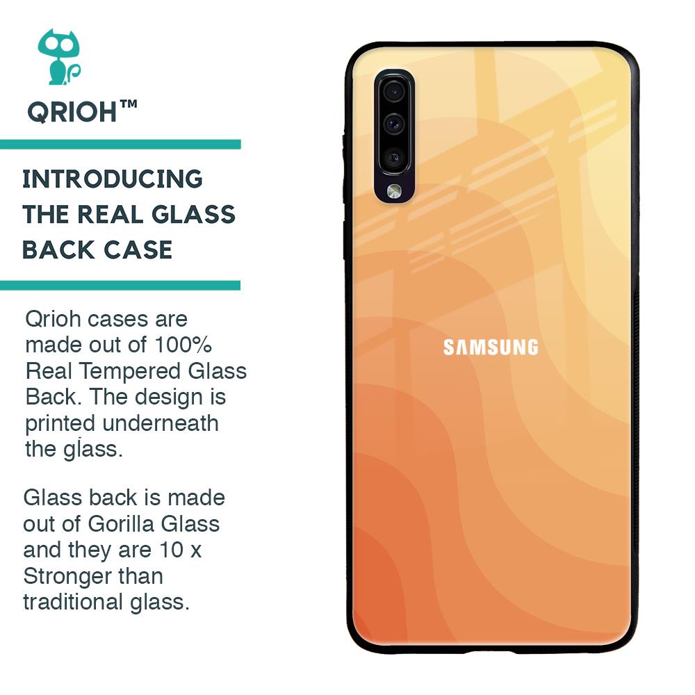 Orange Curve Pattern Glass Case for Samsung Galaxy A70