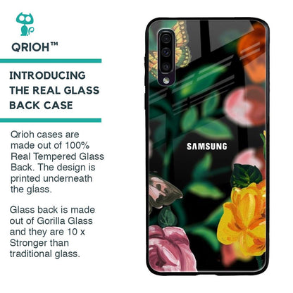 Flowers & Butterfly Glass Case for Samsung Galaxy A70