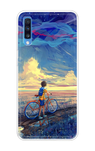 Riding Bicycle to Dreamland Samsung Galaxy A70 Back Cover