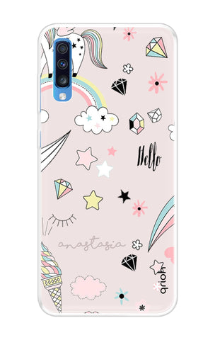 Unicorn Doodle Samsung Galaxy A70 Back Cover