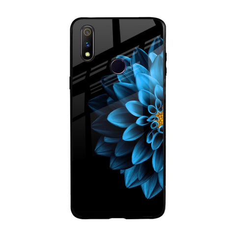 Half Blue Flower Realme 3 Pro Glass Back Cover Online