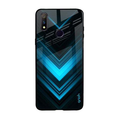 Vertical Blue Arrow Realme 3 Pro Glass Back Cover Online
