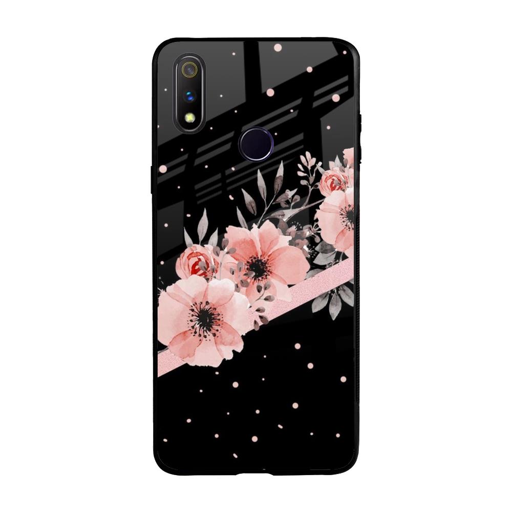 Floral Black Band Realme 3 Pro Glass Back Cover Online