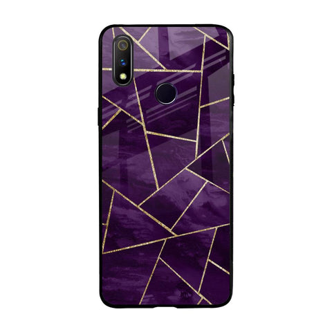 Geometric Purple Realme 3 Pro Glass Back Cover Online