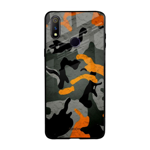 Camouflage Orange Realme 3 Pro Glass Back Cover Online