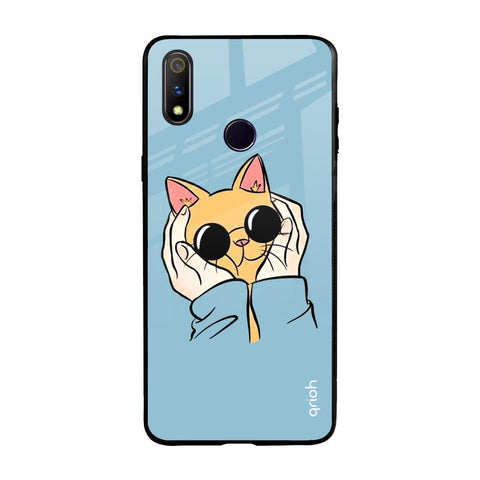Adorable Cute Kitty Realme 3 Pro Glass Back Cover Online