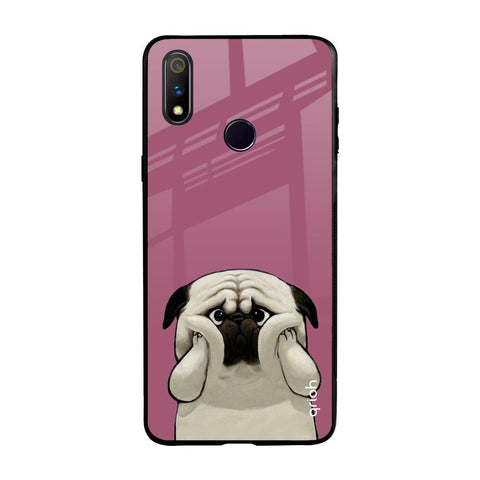 Funny Pug Face Realme 3 Pro Glass Back Cover Online